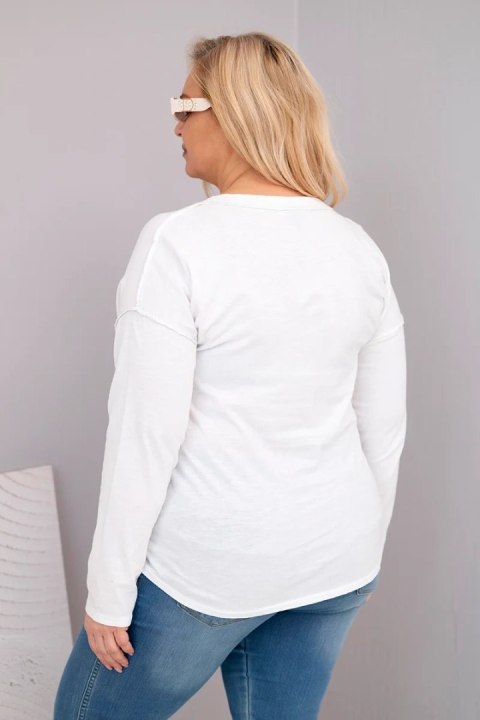 Bluzka damska Plus Size przecierana z napisem Love You More biała