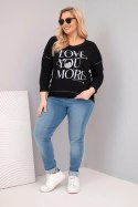 Bluzka damska Plus Size przecierana z napisem Love You More czarna