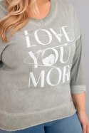Bluzka damska Plus Size przecierana z napisem Love You More khaki