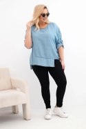 Bluzka damska Plus Size z lyocellu z asymetrycznym dołem jasno jeansowa