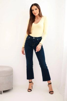 Bluzka damska z dekoltem V z długim rękawem żółta