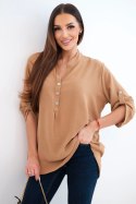 Bluzka z dłuższym tyłem camelowa