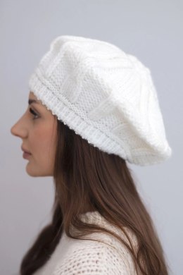 Czapka damska wełniana zimowa beret K414 ecru