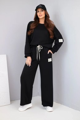Komplet damski masełko bluza + spodnie czarny