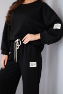 Komplet damski masełko bluza + spodnie czarny
