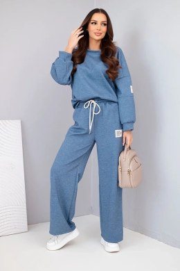 Komplet damski masełko bluza + spodnie jeansowy melanż