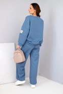 Komplet damski masełko bluza + spodnie jeansowy melanż