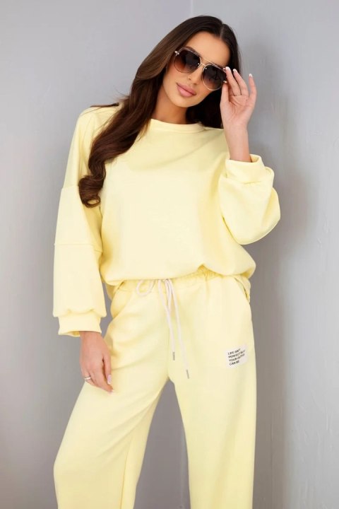 Komplet damski masełko bluza + spodnie żółty