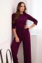 Komplet damski wiskozowy z bluzką i szerokimi spodniami ciemny fioletowy