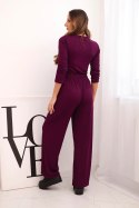 Komplet damski wiskozowy z bluzką i szerokimi spodniami ciemny fioletowy