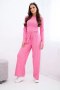 Komplet damski wiskozowy z bluzką i szerokimi spodniami jasno różowy