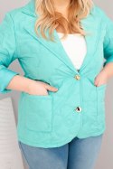 Kurtka damska Plus Size pikowana w kwiaty z kołnierzem i kieszeniami miętowa