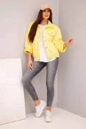 Kurtka damska wiosenna pikowana z kwiatowym wzorem żółta