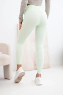Legginsy damskie z wysokim stanem i elastycznym pasem miętowe