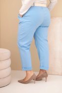 Spodnie damskie bawełniane Plus Size z paskiem niebieskie