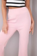Spodnie damskie masełko z rozszerzaną nogawką jasno różowe