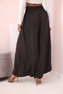 Spodnie damskie wiskozowe z elastycznym pasem brązowe
