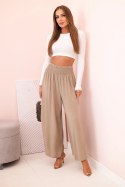 Spodnie damskie wiskozowe z elastycznym pasem camelowe