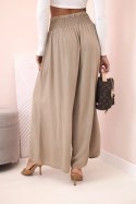 Spodnie damskie wiskozowe z elastycznym pasem camelowe