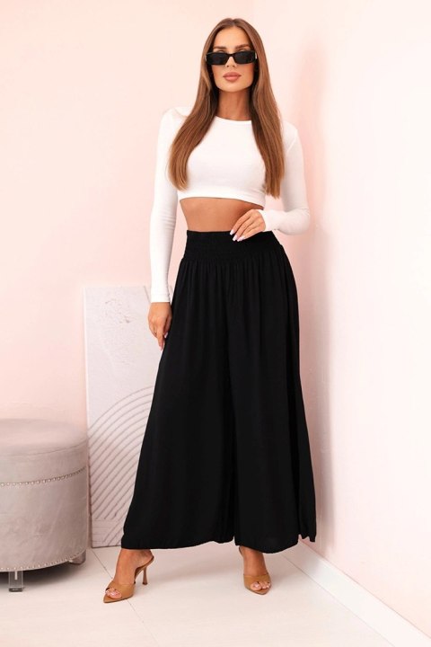 Spodnie damskie wiskozowe z elastycznym pasem czarne