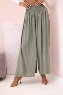 Spodnie damskie wiskozowe z elastycznym pasem khaki