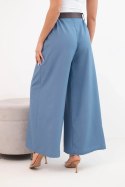 Spodnie damskie z szeroką nogawką i paskiem jeansowe