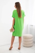 Sukienka z kieszeniami i wisiorkiem jasny zielony