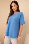 Sweter damski z krótkim rękawem o luźnym kroju niebieski