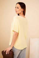Sweter damski z krótkim rękawem o luźnym kroju żółty