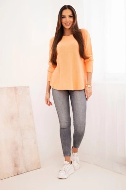 Sweter damski z wiskozy z długim rękawem i okrągłym dekoltem brzoskwiniowy