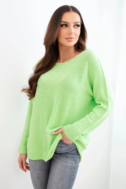 Sweter damski z wiskozy z długim rękawem i okrągłym dekoltem jabłkowy