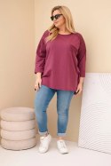 Bluza damska Plus Size bawełniana z nadrukiem bordowa