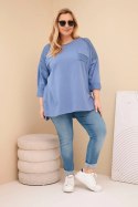 Bluza damska Plus Size bawełniana z nadrukiem jeansowa
