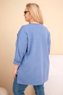 Bluza damska Plus Size bawełniana z nadrukiem jeansowa