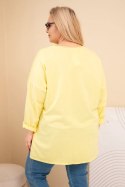 Bluza damska Plus Size bawełniana z nadrukiem żółta