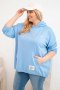 Bluza damska Plus Size z kapturem i nadrukiem niebieska