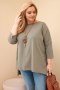 Bluzka damska bawełniana Plus Size asymetryczna z naszyjnikiem khaki