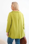 Bluzka damska bawełniana Plus Size asymetryczna z podwijanym rękawem oliwkowa
