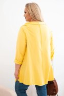 Bluzka damska bawełniana Plus Size asymetryczna z podwijanym rękawem żółta