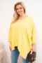 Bluzka damska bawełniana Plus Size z asymetrycznym dołem i dekoltem V żółta