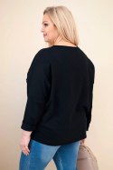 Bluzka damska bawełniana Plus Size z dekoltem V czarna