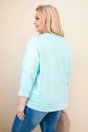 Bluzka damska bawełniana Plus Size z dekoltem V miętowa