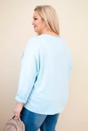 Bluzka damska bawełniana Plus Size z dekoltem V niebieska
