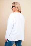 Bluzka damska bawełniana Plus Size z frędzlami biała