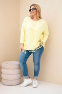 Bluzka damska bawełniana Plus Size z frędzlami żółta