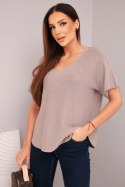 Bluzka damska sweterkowa z krótkim rękawem i dekoltem w serek fango