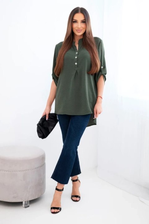 Bluzka z dłuższym tyłem ciemne khaki