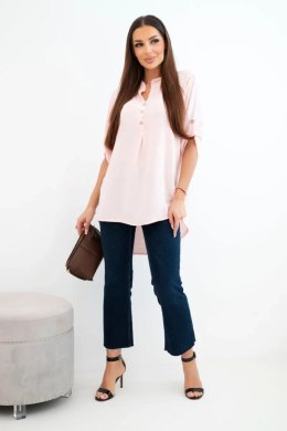 Bluzka z dłuższym tyłem jasny pudrowy róż
