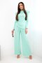 Komplet damski bawełniany z bluzką i spodniami z szeroką nogawką miętowy