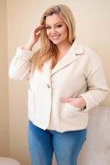 Kurtka damska Plus Size z wełnianą strukturą i kieszeniami beżowa